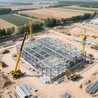 Große Spannweite Vorgefertigte PEB Stahlkonstruktion Fabrikgebäude Zementwerk