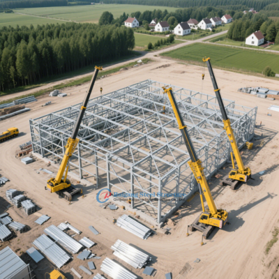Großspann-Fertigteil-PEB-Stahlkonstruktionsfabrikgebäude Stahlrahmen-Glasfertigungswerkstatt