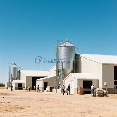 Vorgefertigte Stahlkonstruktion Geflügelhaus kundenspezifischer Stahlrahmen Hühnerstall